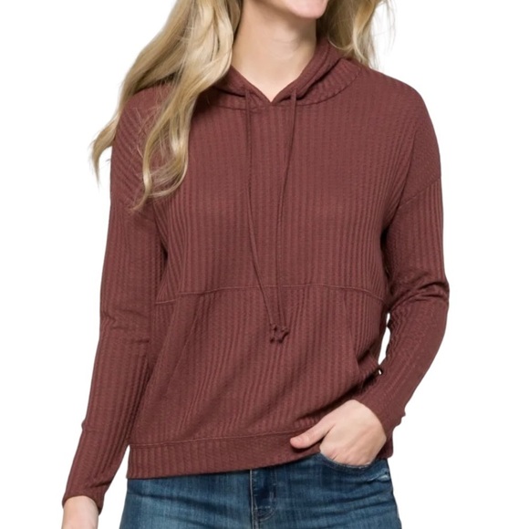 NWT Chaser Sarley Waffle Knit Long Sleeve Thermal Hoodie in Toasty - Picture 1 of 16